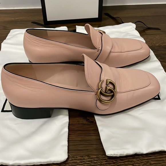Gucci Pink Double G Logo Leather Loafers, used but great condition. - Picture 4 of 15
